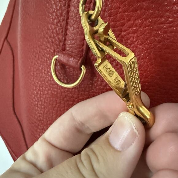 Classic Tote Bag Bordeaux Red Leather Shoulder Purse French Custom Gold Accent - Picture 10 of 16